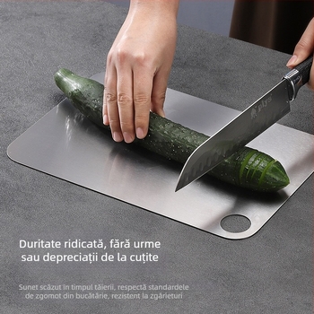 Mu Ti tocător din titan pur, portabil, cu două fețe, antibacterian, finisaj sablat