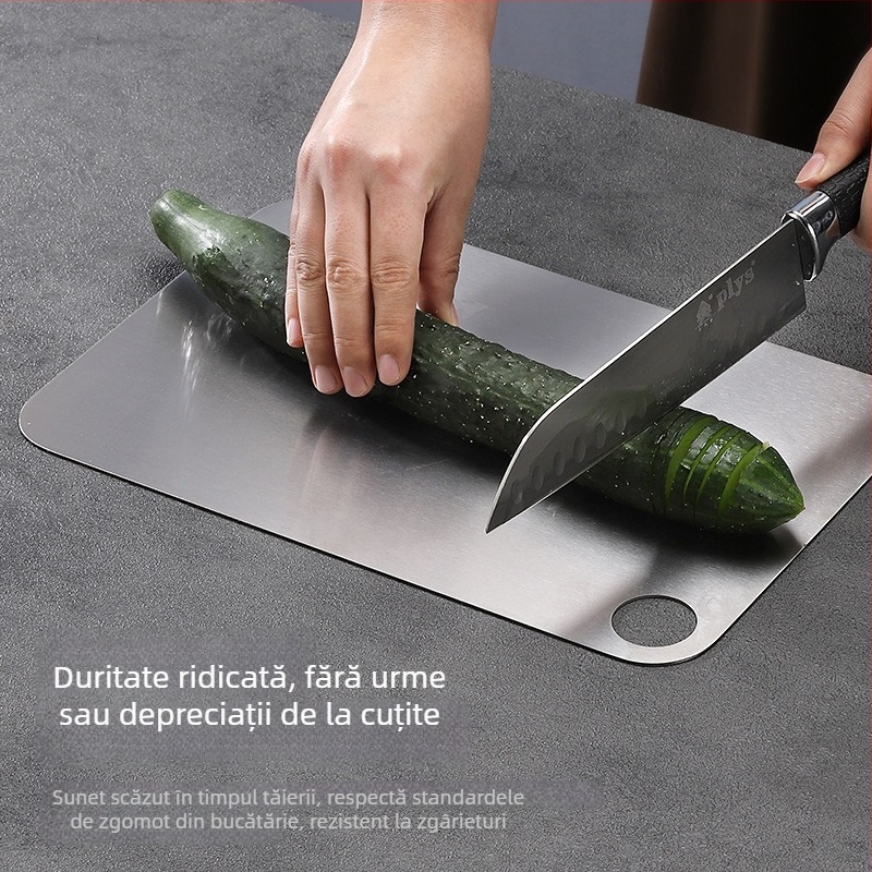 Mu Ti tocător din titan pur, portabil, cu două fețe, antibacterian, finisaj sablat