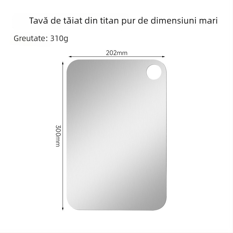 Mu Ti tocător din titan pur, portabil, cu două fețe, antibacterian, finisaj sablat