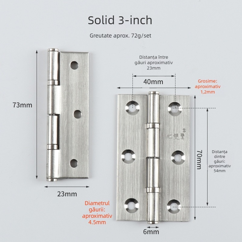 Balama din oțel inoxidabil cu rulment pentru uși de dulap – Finisaj periat, design modern