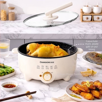 Changhong Oală Electrică pentru Hot Pot și Taitei – All-in-One, Multifuncțională, Capacitate 4–5 L, Putere 1200–1500 W, Vas interior din aliaj, Protecție anti-uscare, Control mecanic, 220 V