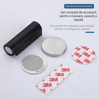 GP1 Stop magnetic pentru ușă — montaj pe podea, fără găuri, bază ultra-subțire, control automat, plastic, suprafață gravată cu laser