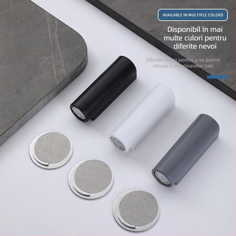 GP1 Stop magnetic pentru ușă — montaj pe podea, fără găuri, bază ultra-subțire, control automat, plastic, suprafață gravată cu laser