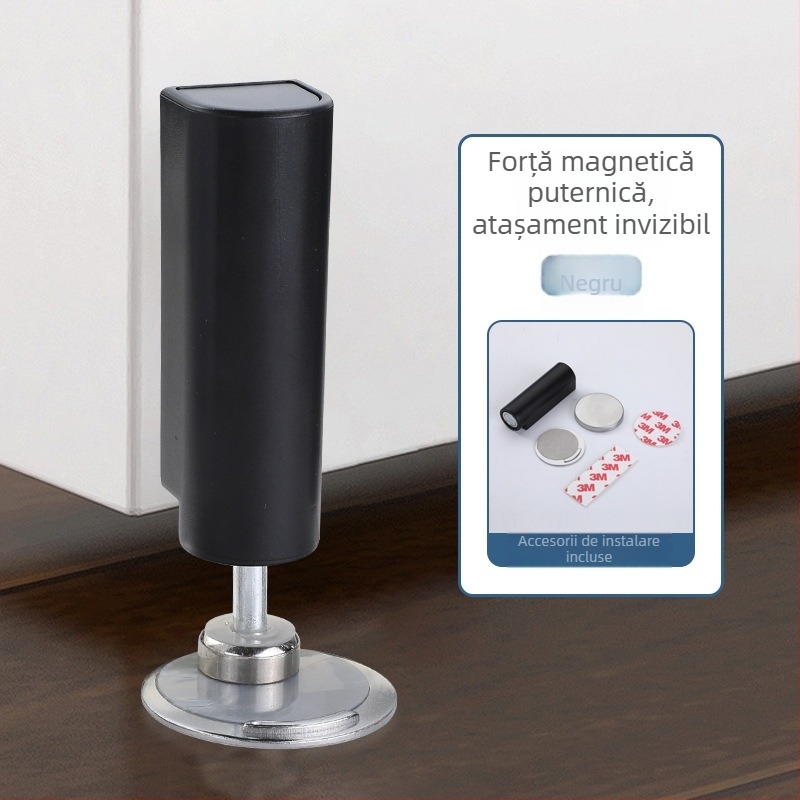 GP1 Stop magnetic pentru ușă — montaj pe podea, fără găuri, bază ultra-subțire, control automat, plastic, suprafață gravată cu laser