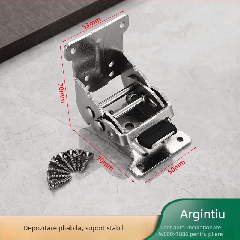 Balama auto-încuietoare 90°/180° pentru mese pliabile și plăci de extensie; material: oțel laminat la rece; finisaj: zinc/nichel/negru bronz; grosime: 2,5 mm