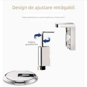 Stopper mecanic pentru ușă cu aspirație pe podea, fără găurire, aliaj de zinc, electroplacare, montare pe podea, control manual