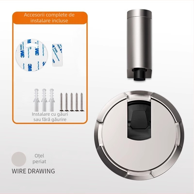 Stopper mecanic pentru ușă cu aspirație pe podea, fără găurire, aliaj de zinc, electroplacare, montare pe podea, control manual