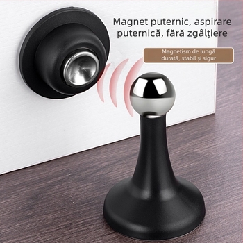 Stop magnetic pentru ușă - ABS plastic, montaj pe perete, model 605, finisaj electroplacat