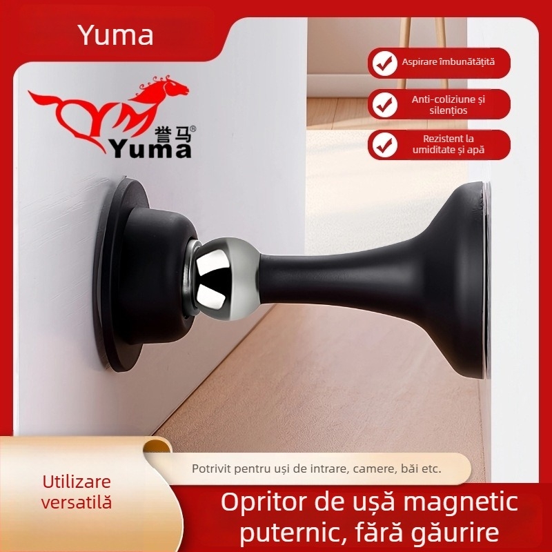 Stop magnetic pentru ușă - ABS plastic, montaj pe perete, model 605, finisaj electroplacat