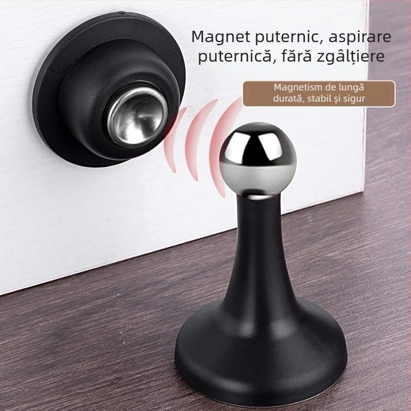 Stop magnetic pentru ușă - ABS plastic, montaj pe perete, model 605, finisaj electroplacat
