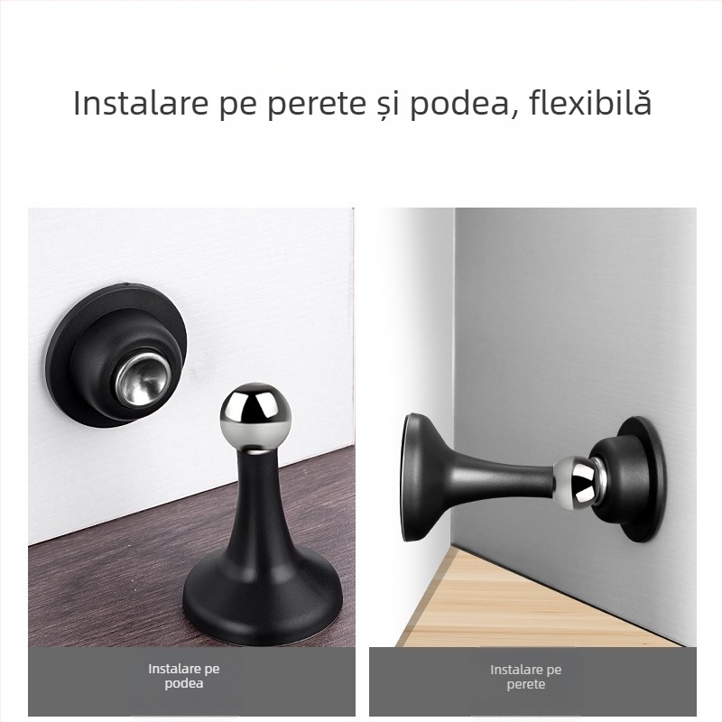 Stop magnetic pentru ușă - ABS plastic, montaj pe perete, model 605, finisaj electroplacat