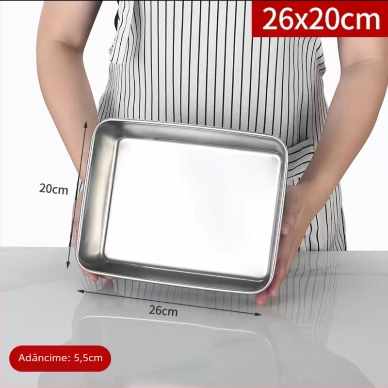 Tavă din oțel inoxidabil, formă pătrată, compatibilă cu microundele, tavă de bucătărie adâncă pentru hoteluri și mese