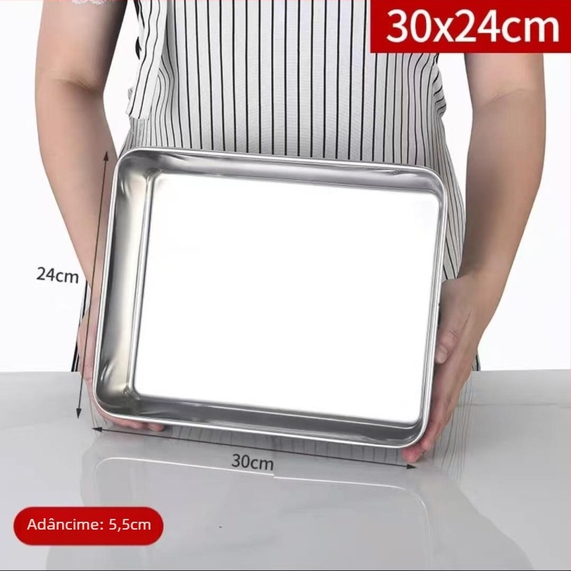 Tavă din oțel inoxidabil, formă pătrată, compatibilă cu microundele, tavă de bucătărie adâncă pentru hoteluri și mese