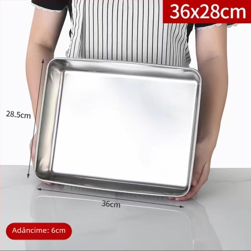 Tavă din oțel inoxidabil, formă pătrată, compatibilă cu microundele, tavă de bucătărie adâncă pentru hoteluri și mese