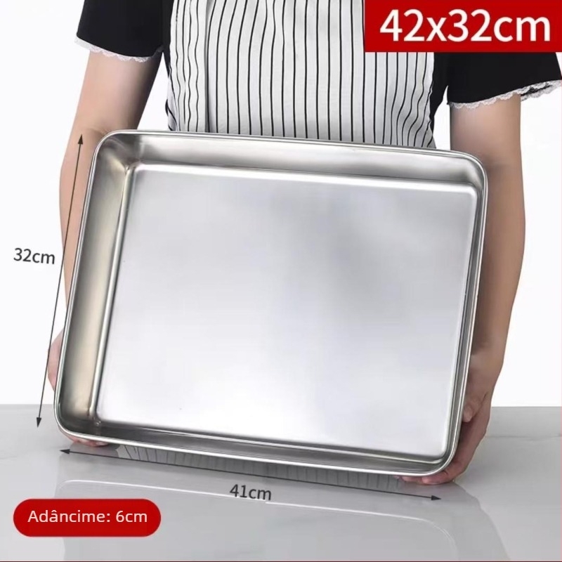 Tavă din oțel inoxidabil, formă pătrată, compatibilă cu microundele, tavă de bucătărie adâncă pentru hoteluri și mese