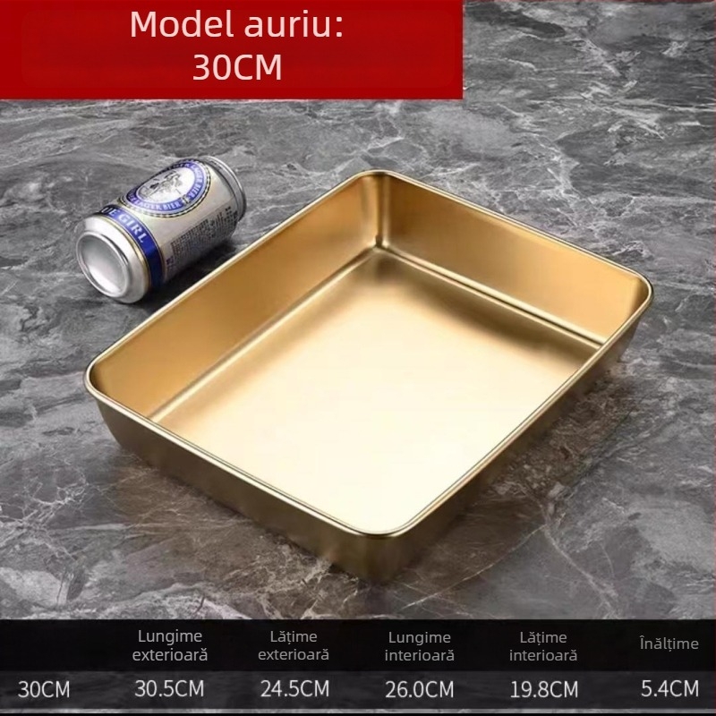 Tavă din oțel inoxidabil, formă pătrată, compatibilă cu microundele, tavă de bucătărie adâncă pentru hoteluri și mese