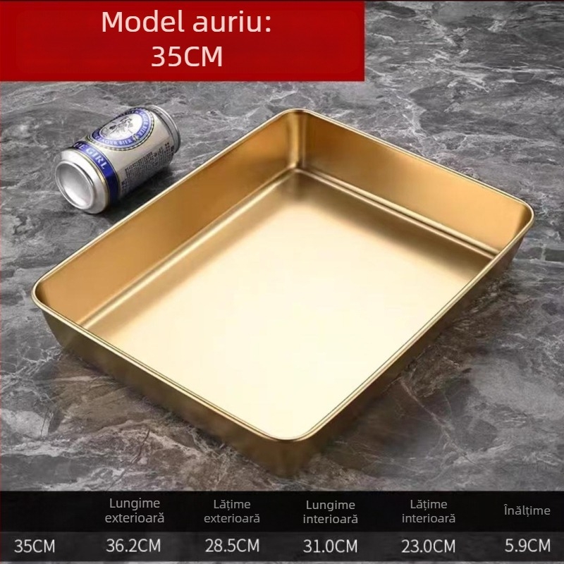 Tavă din oțel inoxidabil, formă pătrată, compatibilă cu microundele, tavă de bucătărie adâncă pentru hoteluri și mese