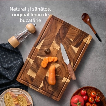 Tocător din lemn de acacia, dublu-sens, portabil, stil modern minimalist, model 2025, marcă Kmd/kemanduo