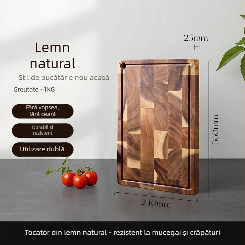 Tocător din lemn de acacia, dublu-sens, portabil, stil modern minimalist, model 2025, marcă Kmd/kemanduo