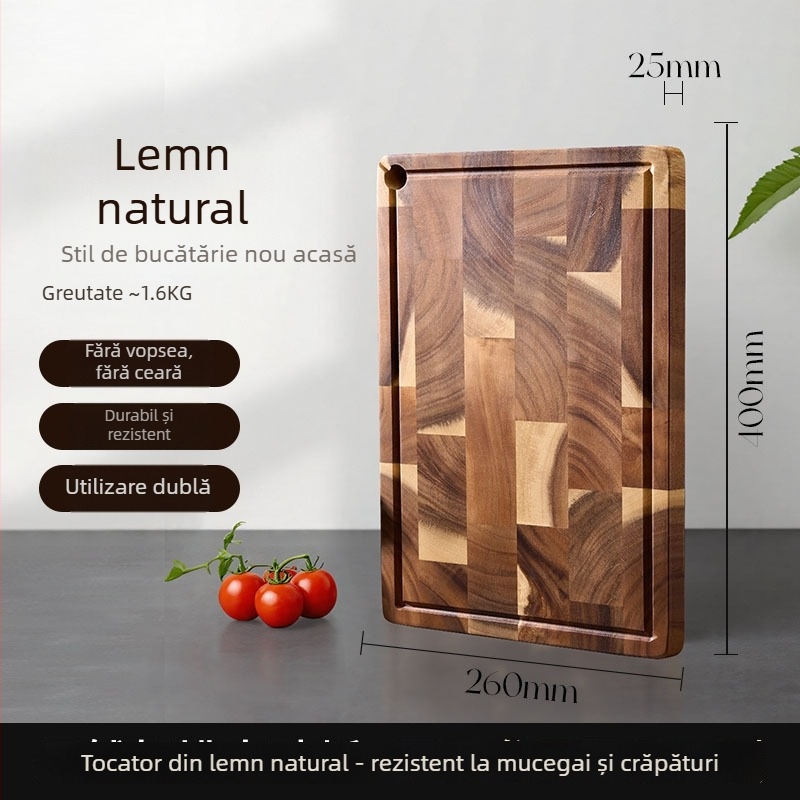 Tocător din lemn de acacia, dublu-sens, portabil, stil modern minimalist, model 2025, marcă Kmd/kemanduo