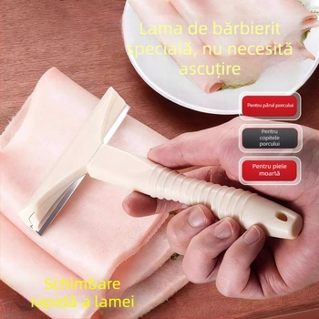 Lamă specializată pentru îndepărtarea părului de porc — oțel inoxidabil, nu necesită ascuțire, pentru păr, piele, copite, piele moartă și grăsime
