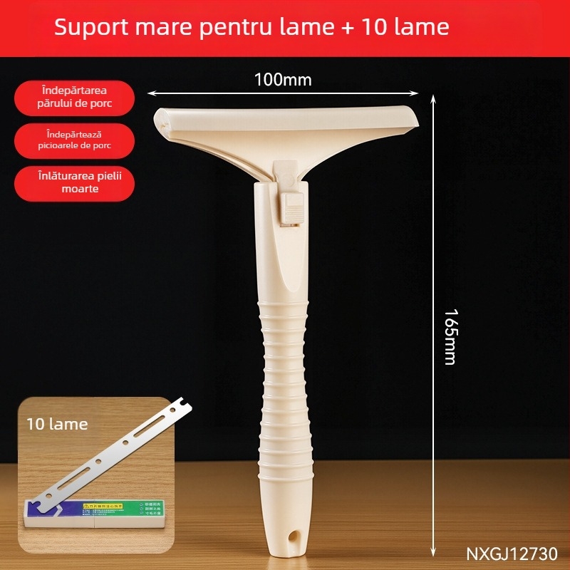 Lamă specializată pentru îndepărtarea părului de porc — oțel inoxidabil, nu necesită ascuțire, pentru păr, piele, copite, piele moartă și grăsime