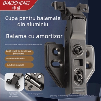 Balama cu cadru din aluminiu, amortizare hidraulică pentru uși de garderobă și dulapuri, oțel laminat la rece, placare nichel/cupru, cod produs 661