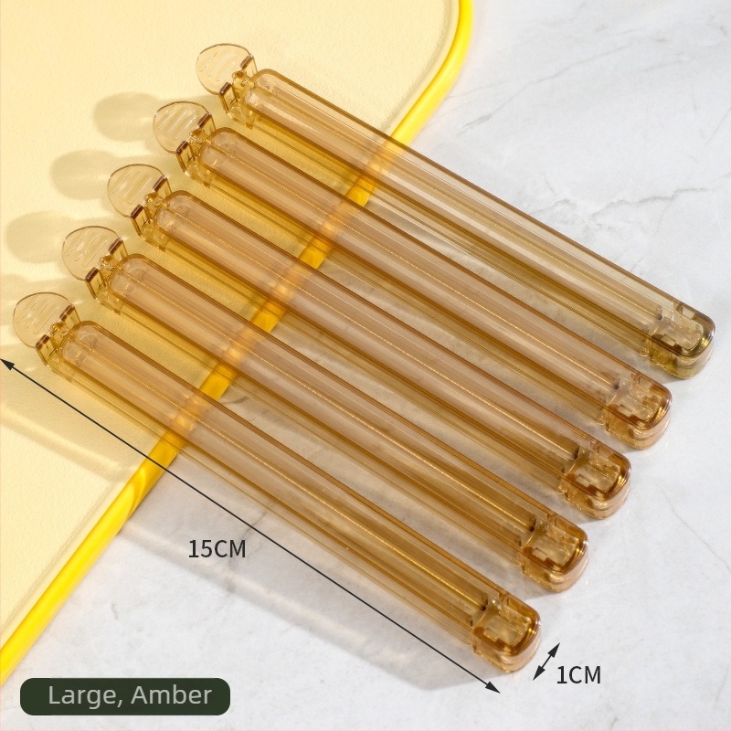 Xihui Clip de sigilare transparent pentru gustări — 5-pack, sigiliu pentru pungi de bucătărie, ceai și pudră de lapte (Stil modern minimalist)