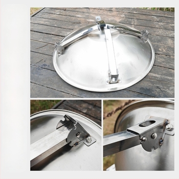 Set din oțel inoxidabil pentru grătar, cu tavă circulară/șemineu portabil și pliabil, pentru interior și exterior, 1,7 kg