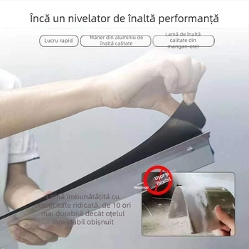 Șpaclu plat pentru curățarea cenușei, bază din oțel inoxidabil, mâner din aliaj de aluminiu, model QL001