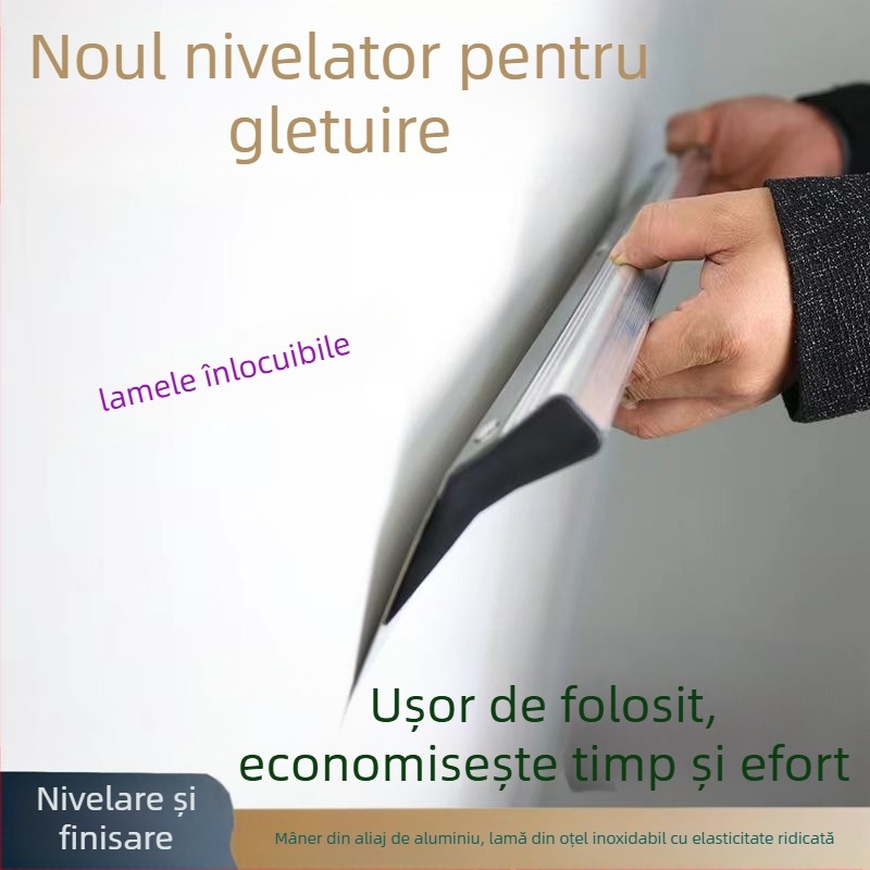 Șpaclu plat pentru curățarea cenușei, bază din oțel inoxidabil, mâner din aliaj de aluminiu, model QL001
