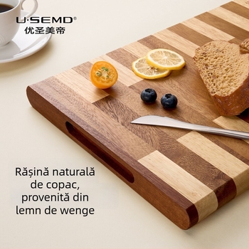 Tocător de legume din lemn masiv Wenge, fără adeziv, îngroșat, antifungic și antibacterian