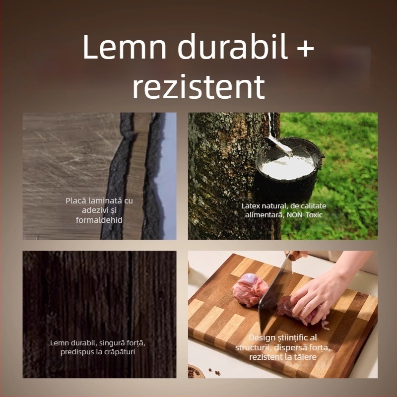 Tocător de legume din lemn masiv Wenge, fără adeziv, îngroșat, antifungic și antibacterian