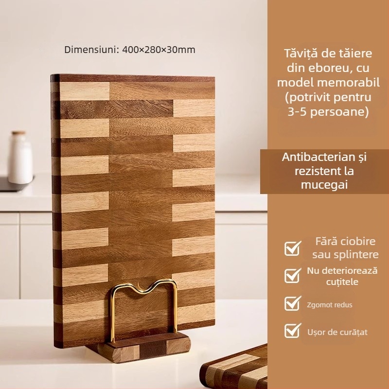 Tocător de legume din lemn masiv Wenge, fără adeziv, îngroșat, antifungic și antibacterian