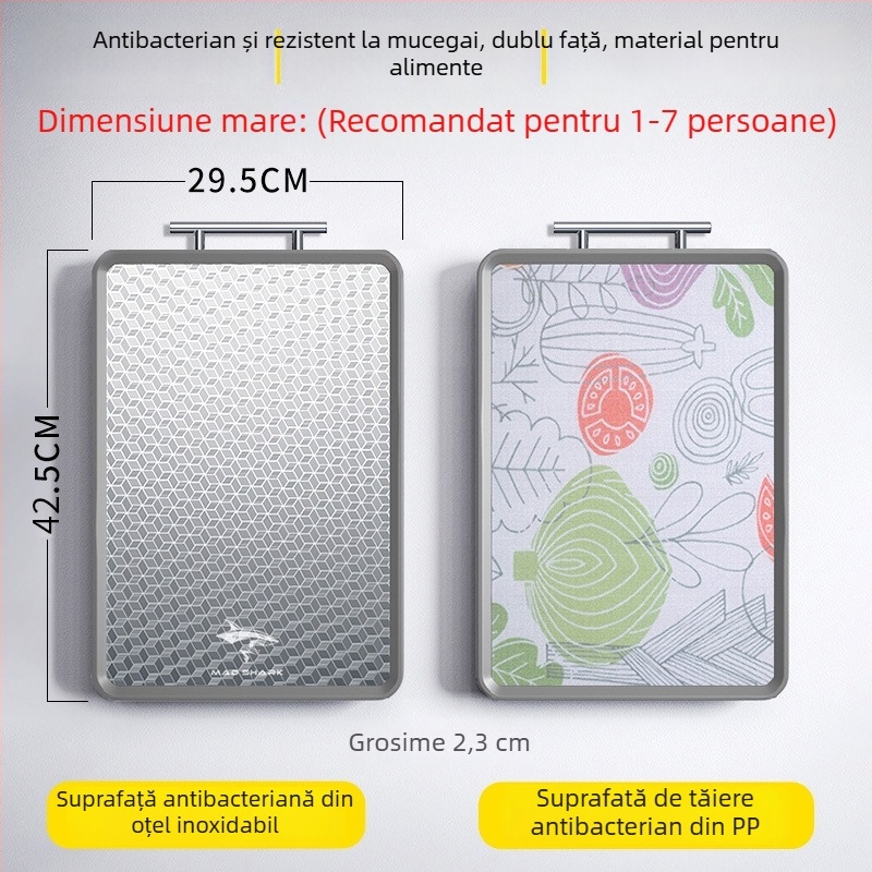 Crazy Shark Tocător din oțel inoxidabil – dublă față, stil modern minimalist, lansare 2021