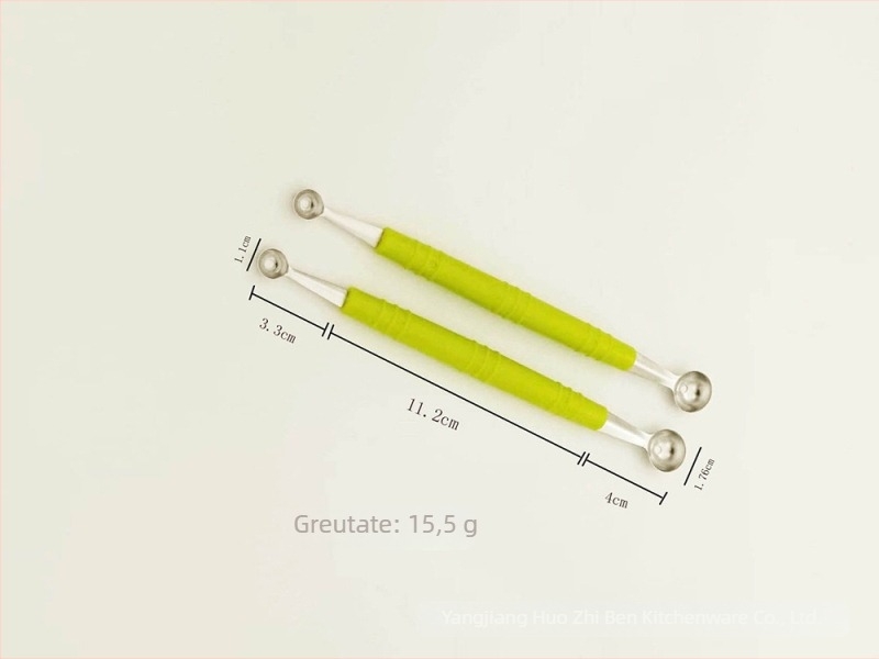 Lingură pentru fructe pentru copii, instrument de bucătărie cu formă de platou, Material: 420 oțel inoxidabil + ABS + fag, Logo personalizat