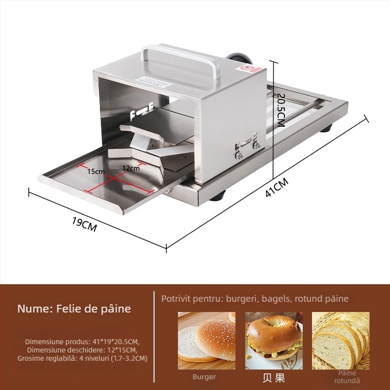 Feliator manual de pâine – ustensilă de bucătărie din oțel inoxidabil pentru bagel și burger