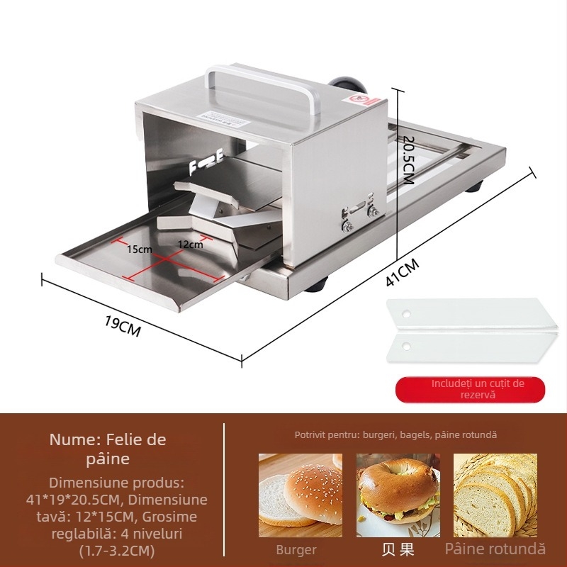 Feliator manual de pâine – ustensilă de bucătărie din oțel inoxidabil pentru bagel și burger