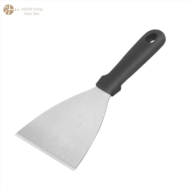 Set de 3 piese din oțel inoxidabil pentru Teppanyaki, cu spatulă și presă pentru carne
