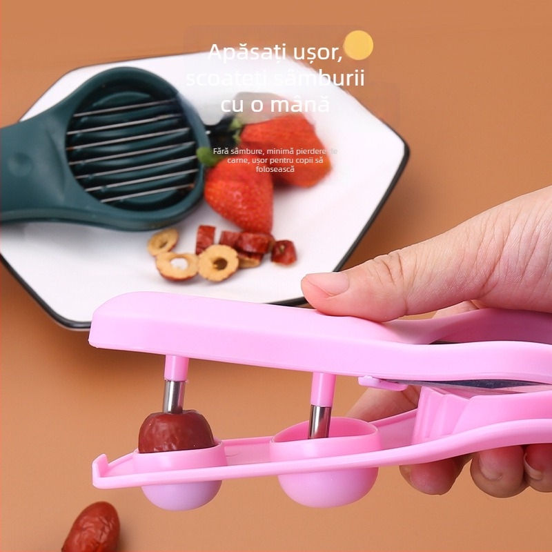 Dispozitiv cu două funcții pentru coring și feliere fructe – oțel inoxidabil + PP, categorie divizor de fructe, lansat în 2022
