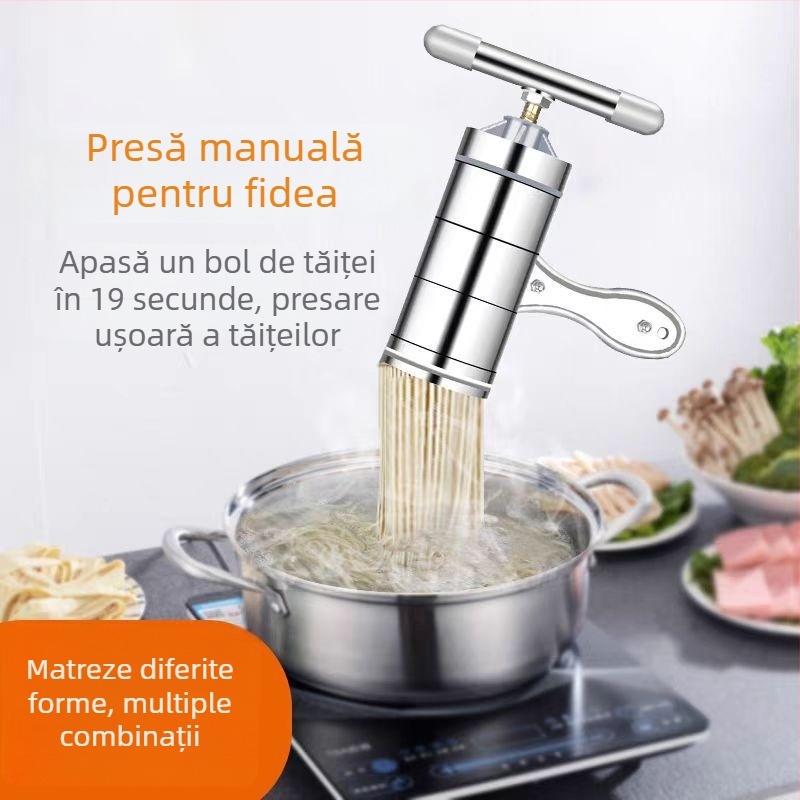 Presă manuală pentru aluat, din oțel inoxidabil, instrument pentru tăiței — Chibei