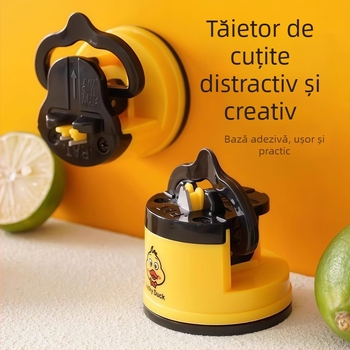 Huatu Așcuțitor de cuțite pentru uz casnic, bază cu ventuză, oțel Wolfram + plastic, ascuțește cuțite și foarfece, design modern minimalist