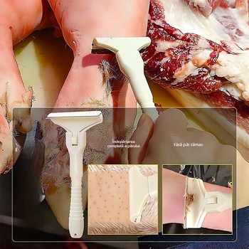 Cuțit-scraper pentru păr de porc — Instrument minimalist din plastic și oțel inoxidabil pentru îndepărtarea părului și a grăsimii | marcă privată autorizată