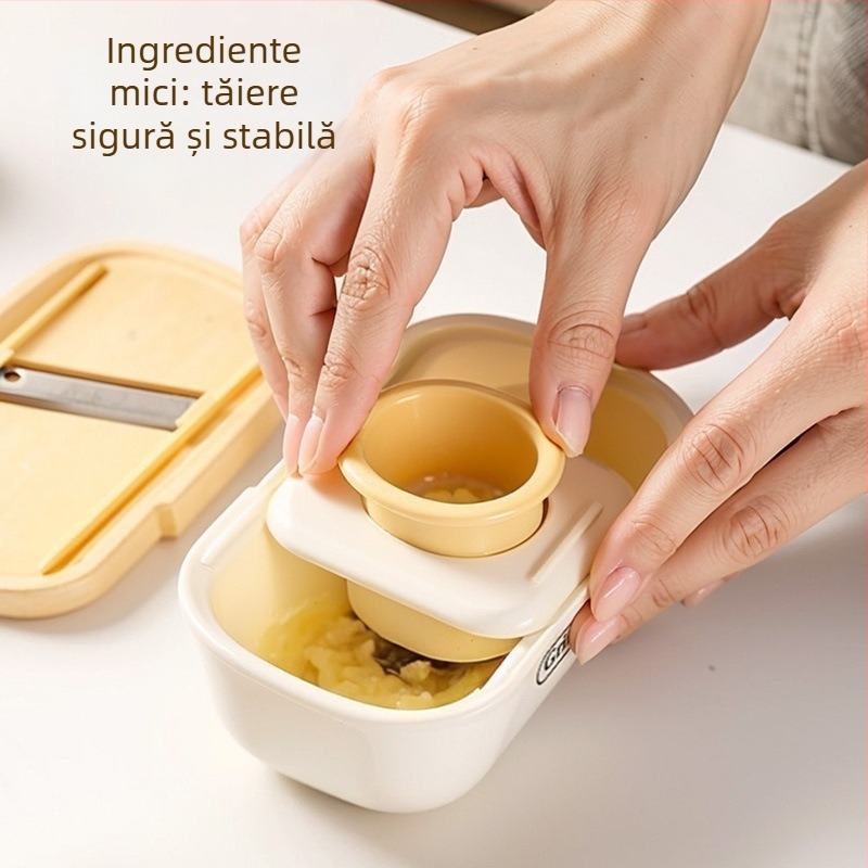 Măcinător manual de bucătărie 2 în 1 pentru ghimbir și usturoi, pentru uz casnic, corp ceramic, origine Yiwu, stil modern minimalist