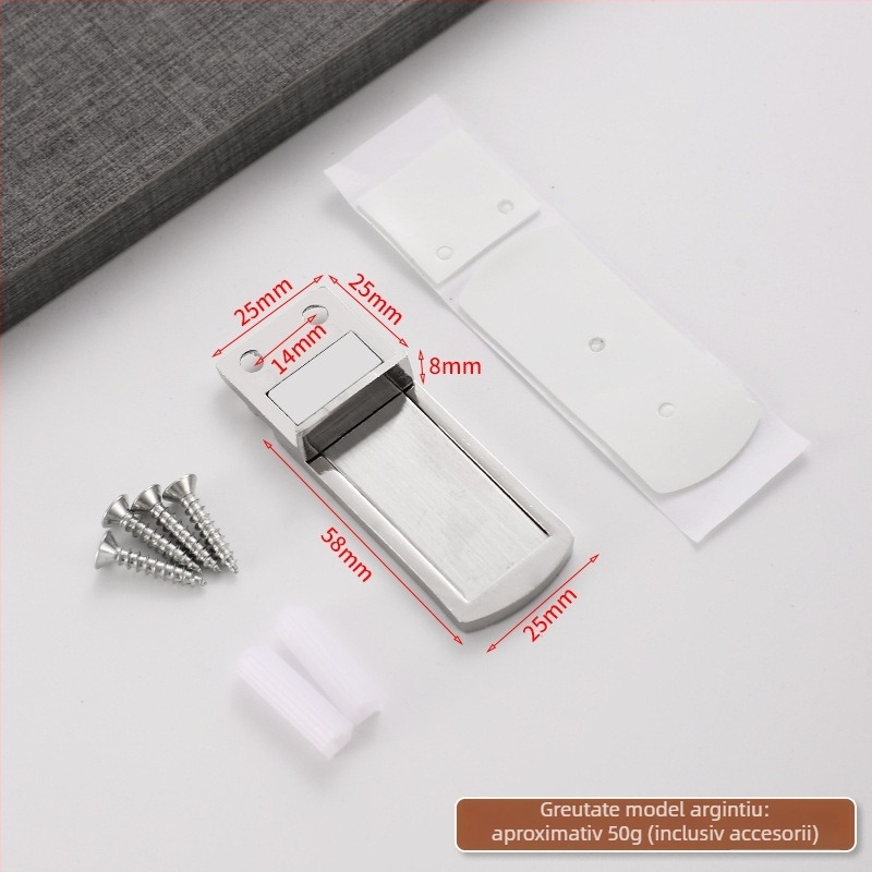 Opritor de ușă magnetic pe podea pentru baie, oțel inoxidabil, montaj pe podea, acționare manuală, priză magnetică