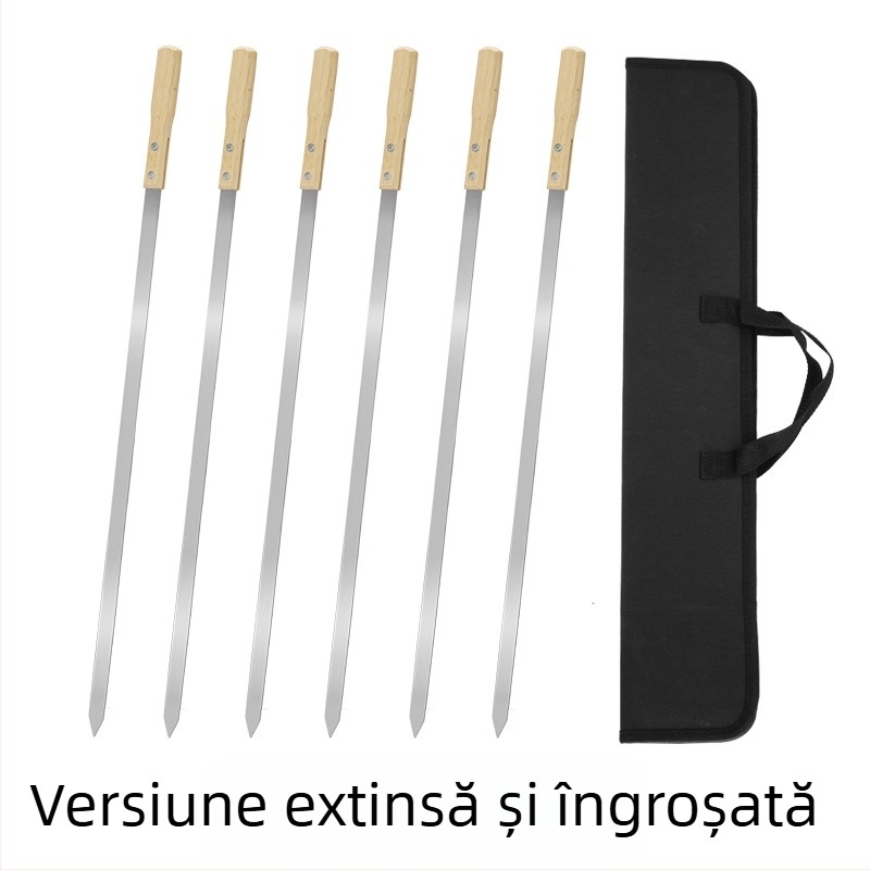 GF Frigărugi din oțel inoxidabil cu mânere din lemn extinse – set de unelte BBQ