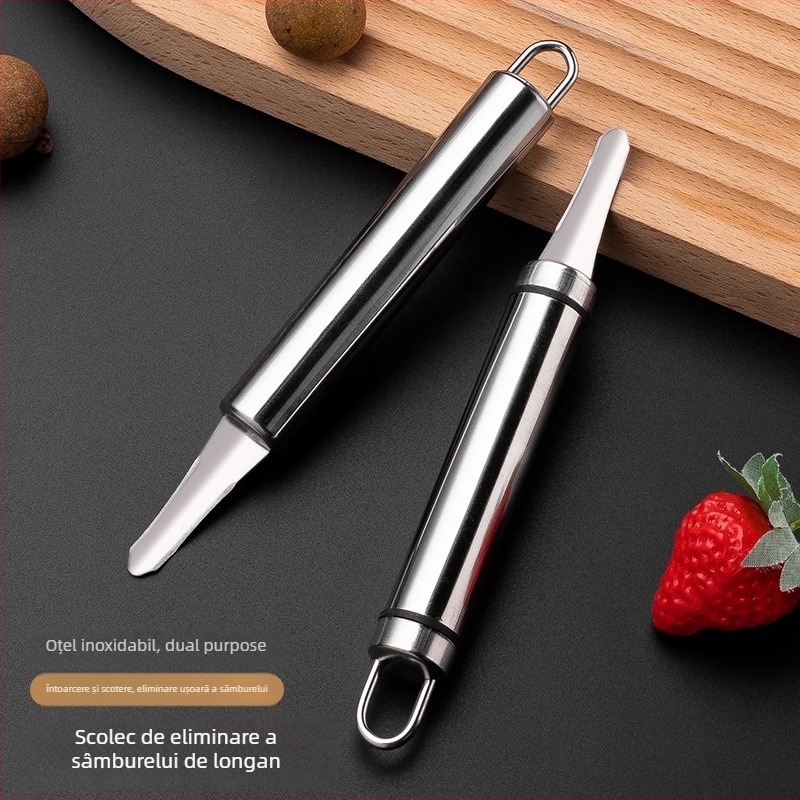 Instrument din oțel inoxidabil pentru decojirea și extragerea cărnii din longan – gadget de bucătărie, brand Painting dream, origine Jieyang, logo inclus