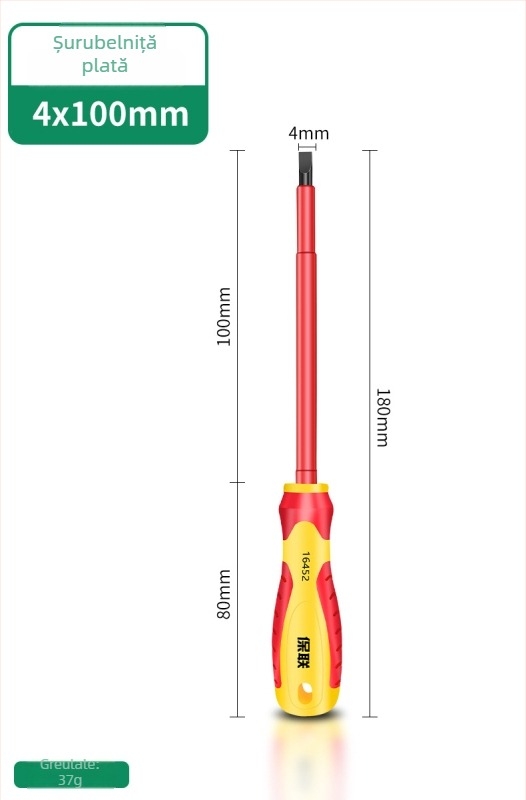 Șurubelniță izolantă cu vârfuri Phillips, plat și Pozidriv — magnet puternic, oțel carbon, pentru electricieni