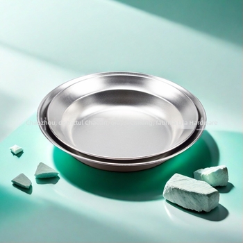 Farfurie de camping din oțel inoxidabil 304 – portabilă, cu utilizare dublă, model oml-0008, pentru o persoană, cu logo imprimat