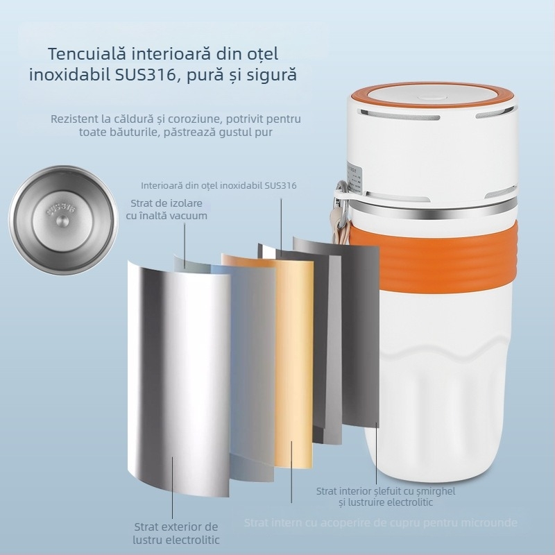 Ceașcă de răcire rapidă – alimentare USB-C, 5V, 15W, funcționare mecanică, cald și rece pentru birou